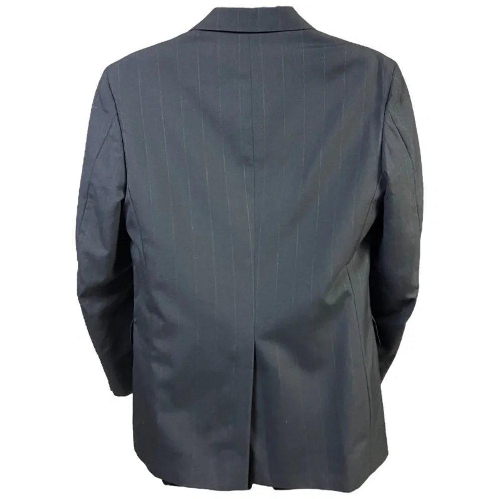 Bill Blass Men's Black Pinstripe Two Button Suit Jacket Classic Professional USA